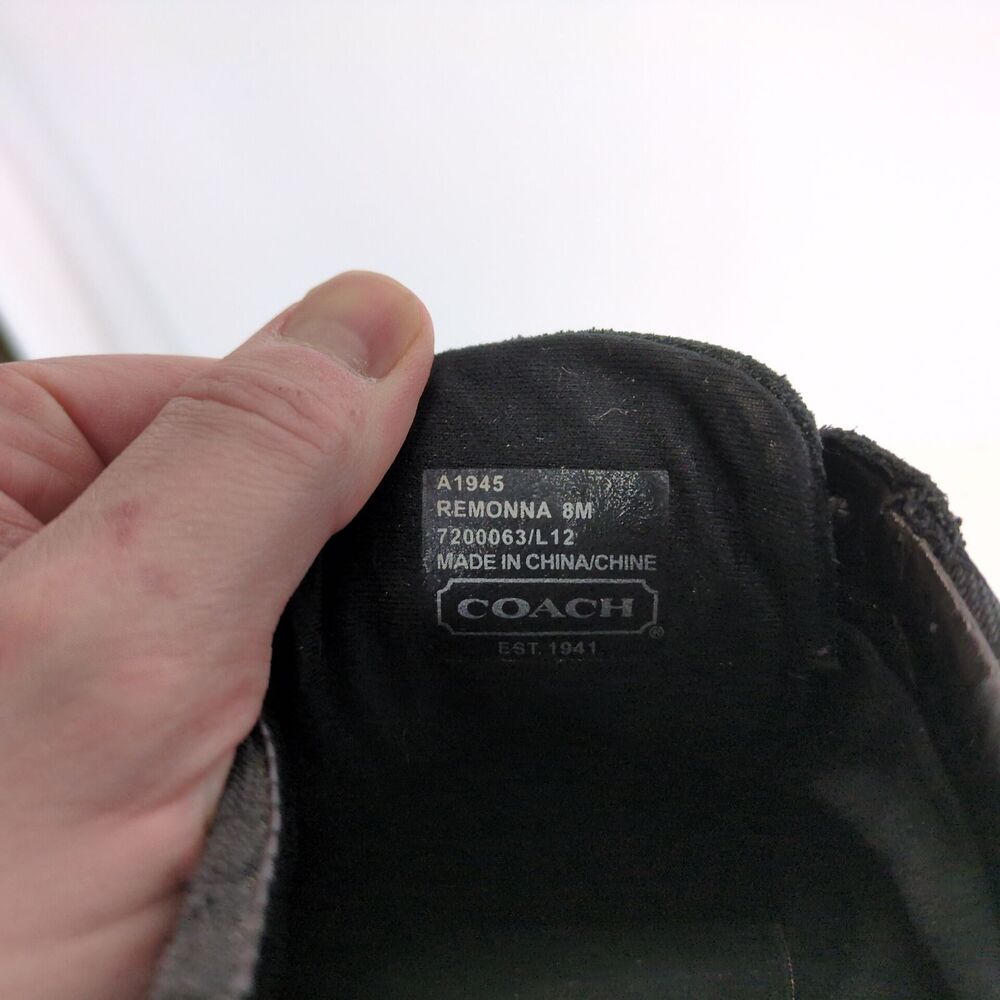 Coach Remonna Women's 8 Sneakers Driving Shoes Signature Jacquard & Black Suede - Picture 3 of 11